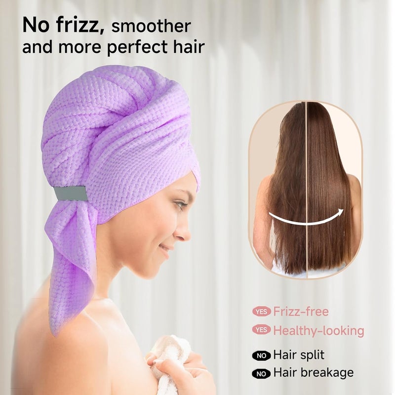 NeDKeN Large Microfiber Hair Towel for Women,Super Soft Anti Frizz & Quick Dry for Curly Hair,Ultra Absorbent Hair Wrap Towels for Long,Thick,Wet Hair 24x42 Inches (Purple) - Image 3